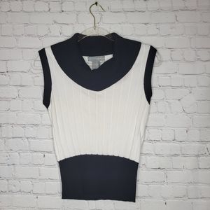 Clifford And Wills Sweater Shirt Black And White Sleeveless Top Size L